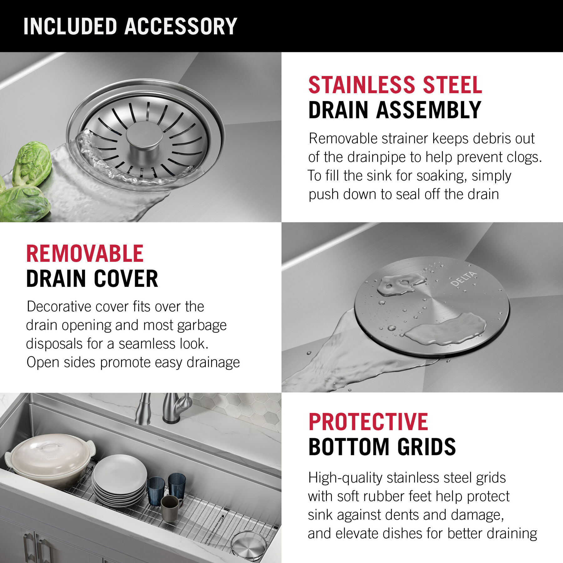 45” Workstation Undermount Single Bowl 16 Gauge Stainless Steel Kitchen Sink with 2-Tier WorkFlow™ Ledge and Accessories, image 4